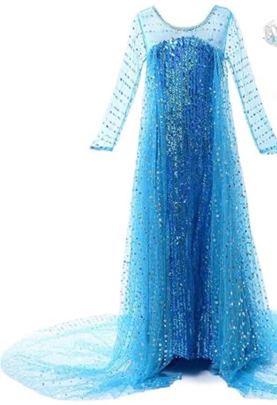 Amazing Girls Elsa Frozen Boutique Dress Blue Sequin Cape Disney Detailed Size M